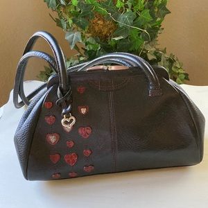 Brighton Small Framed Black Leather Kiss-Lock Shoulder Purse/ Bag